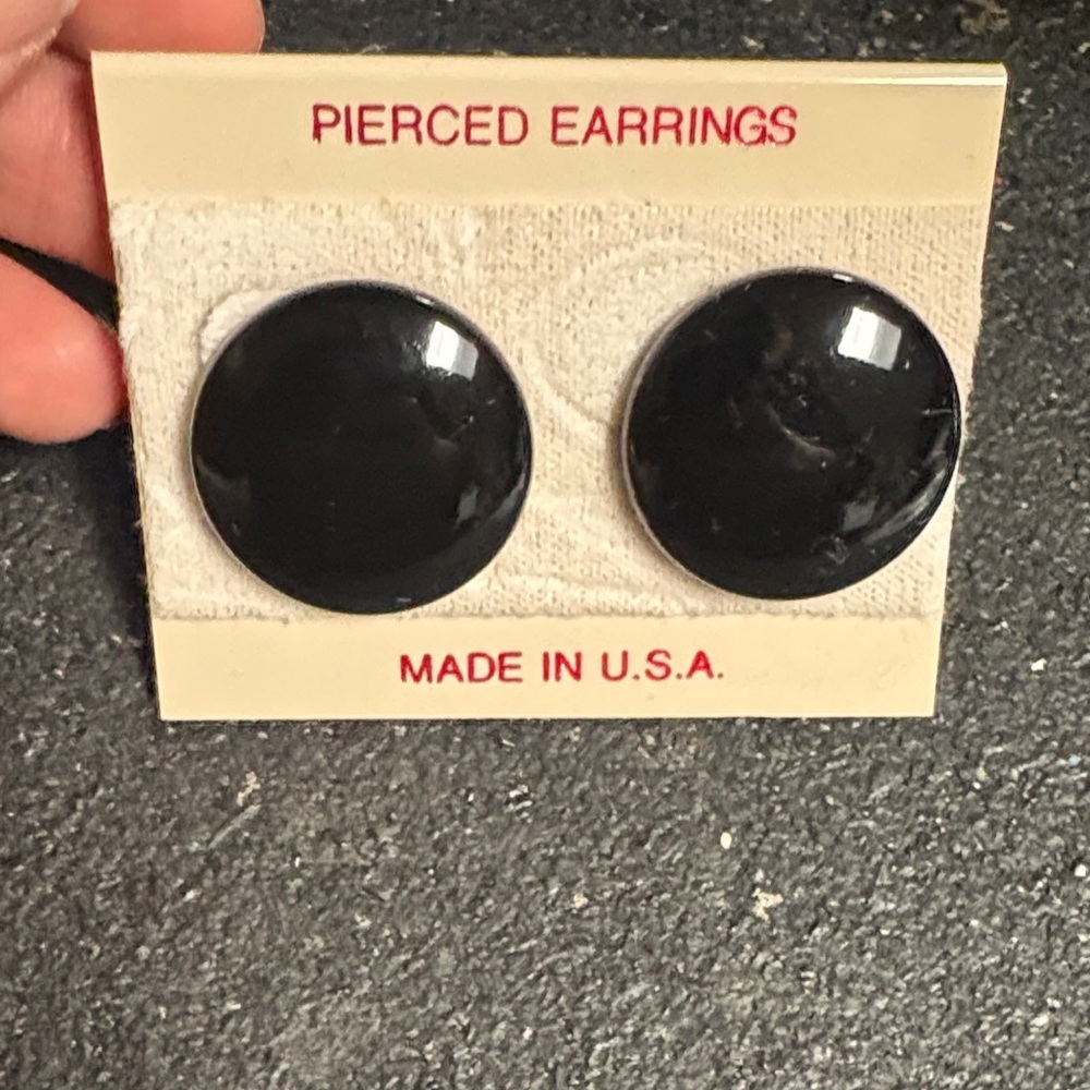 Black 90s Round Pierced Earrings